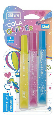 Cola Glitter 12ml Colorida Blister 3 Un Tilibra