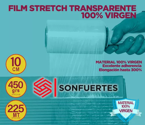 Film Stretch 10cm Virgen Transparente Para Embalar o Atar