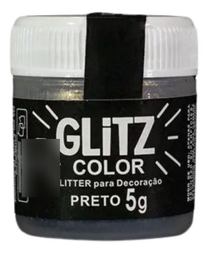 Glitter Glitz Comestível Doces Decoração Confeitaria 5gr Cor: Preto