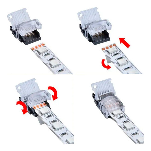 Adaptador Pinza Conector Para Tira De Led Rgb 5050 10mm Rgb
