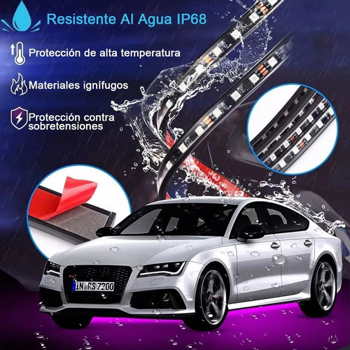 Coche Chasis Luces Juego De 4 Tira Led Rgb Para Tubo De Auto