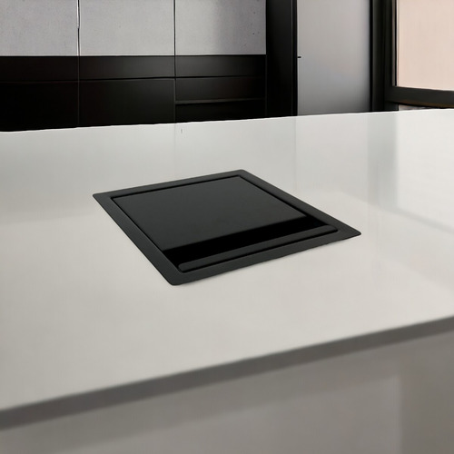 Lixeira De Embutir Preta 5 Litros Inox Quadrada Gourmet Cor Preto