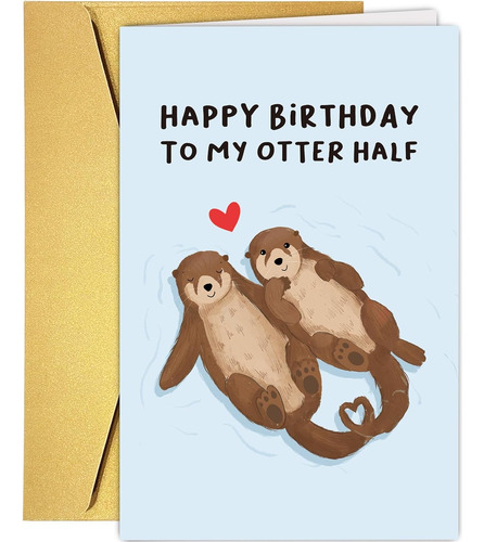 Tarjeta De Cumpleaños Linda De Nutria Novia Novio, Tar...