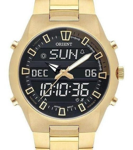 Relógio Orient Masculino Dourado Anadigi Mgssa004 Pxkx