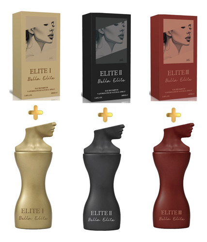 3pk 100ml Bella Elite Perfume Mujer No. 1 No. 2 No. 3