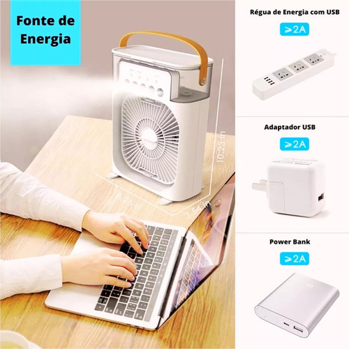 Ventilador Humidificador De Escritorio Con Luz Led - 2 En 1 Negro