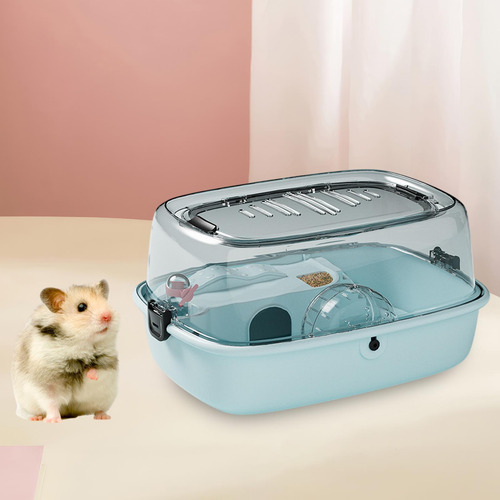 Hamster Cage House Ventilación Transpirable Top Abre, Azul