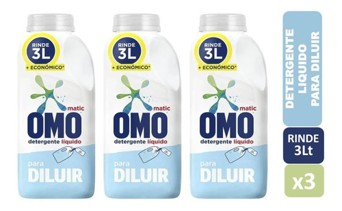 Pack X 3 Omo Detergente Líquido Para Diluir 500ml Rinde 3lt