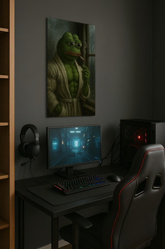 Cuadro Moderno Mural Pepe The Frog Musculoso Y Fumando Full Hd