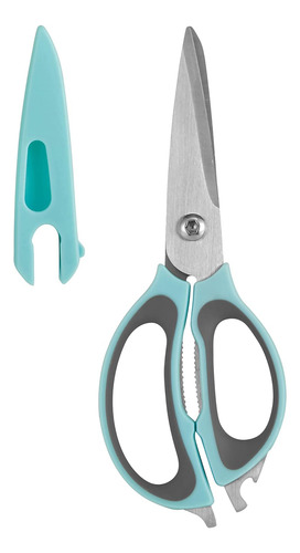 Farberware 4-in-1 Kitchen Shears, 2-piece, Aqua And Gray