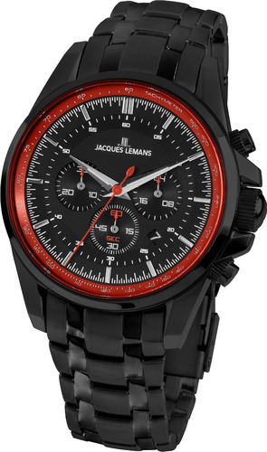 Reloj Jacques Lemans Hombre 1-1799x Negro Color del fondo Negro con rojo