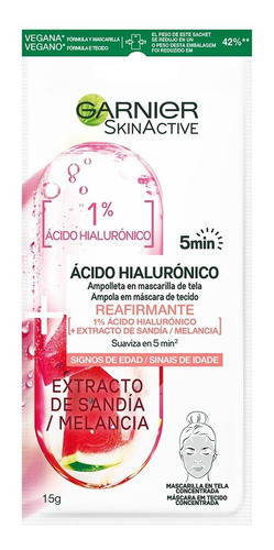 Mascarilla Garnier Skin Active Ácido Hialurónico Sandía 15 G Tipo de piel Normal