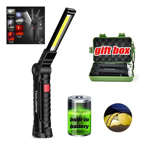Luz De Trabajo Led Cob, Linterna Recargable Usb Regulable