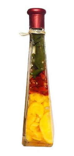 Garrafa Pimenta Decoração Vidro Conserva Triangular 24cm