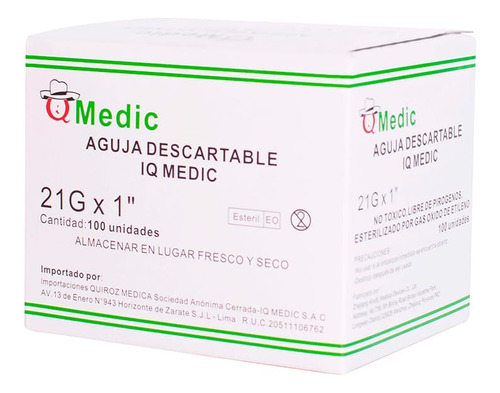 Aguja Descartable Iq Medic 21 G X 1  Caja X100 Und