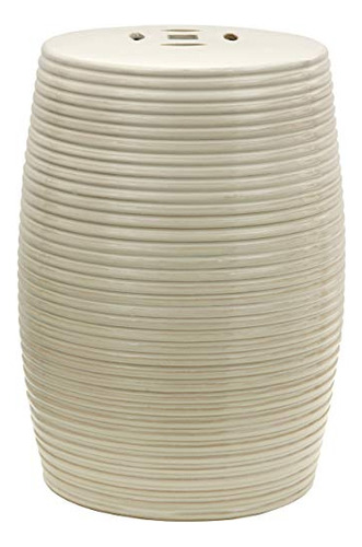 Oriental Furniture 18  Beige Ribbed Porcelain Garden St...