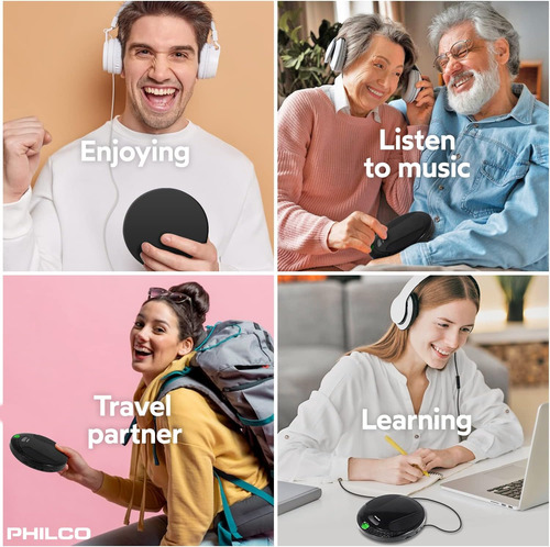 Reproductor De Cd Philco Personal Portátil Con Auriculares