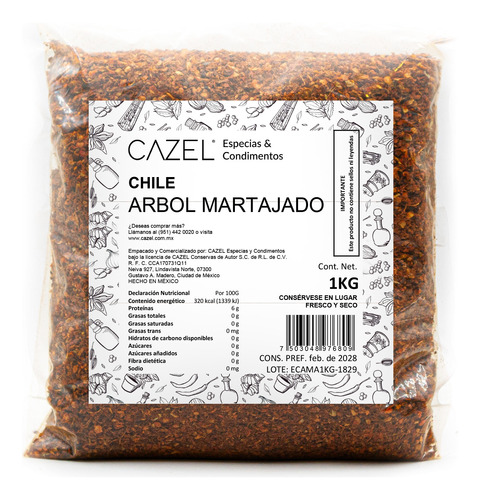 Chile De Árbol Martajado Oaxaca 1kg