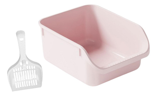 Bandeja De Arena Antiadherente Para Gatos, Semicerrada, Rosa