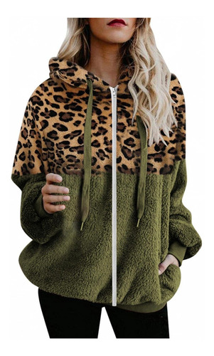 Pullover Hoodie For Dama Leopard Sherpa Sweatshirt Fuzzy