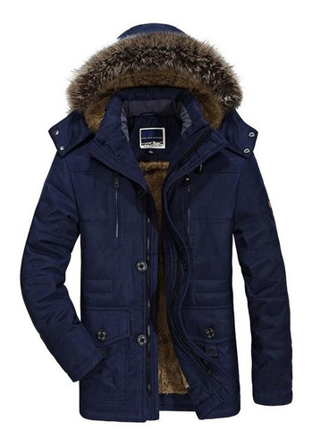 H Parkas A Prueba De Viento Con Cuello De Piel Para Hombre,