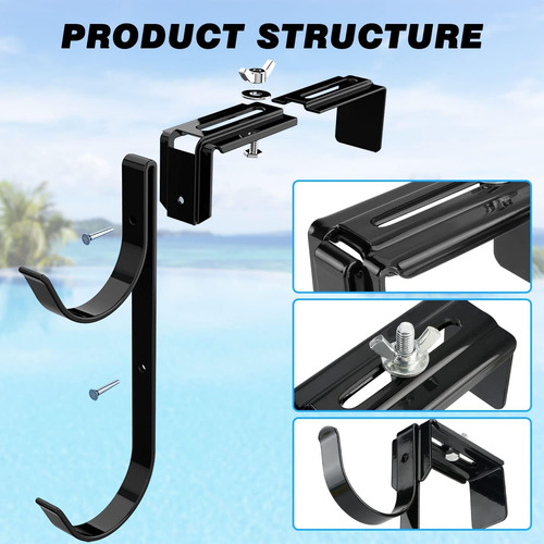 Shtalhst Percha Para Poste De Piscina, 4 Ganchos De Metal Aj