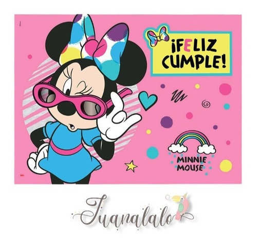 Afiche Feliz Cumple 40 X 54 Cm Minnie Cotillón Cumpleaños