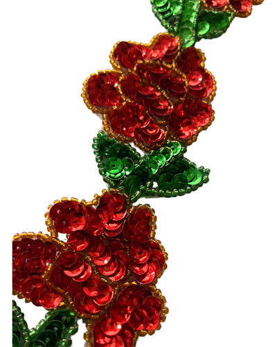 Guía De Flores En Lentejuelas, Aplicación Parche Rosas 2 Pzs