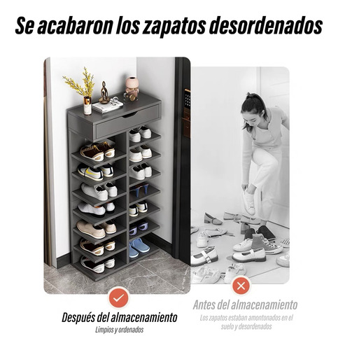 Zapatero Vertical De 9 Niveles Soporte De Madera Para Zapato