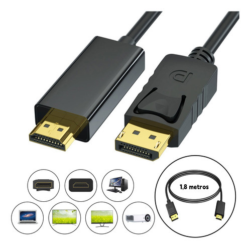 Cabo adaptador Displayport Dp para Hdmi 4k 1,8 m metros