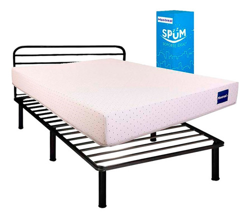 Cama Plegable Dormimundo Matrimonial Y Colchón Montreal Blanco