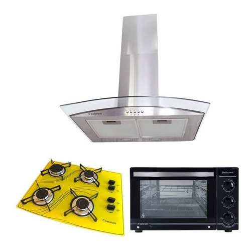 Forno Elétrico Coifa 60 Cooktop 4 B Amarelo Frete Grátis