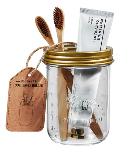 Mason Jar - Juego De Accesorios De Baño (4 Piezas) - Dispens