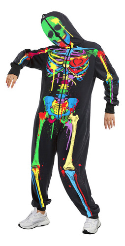 Mono Con Capucha Para Halloween Disfraz De Esqueleto Adulto