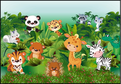 Banner Infantiles-candy Bar-animales De La Jungla