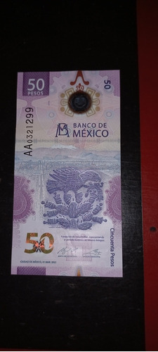 Billete De 50 Pesos Mexicanos Serie Aa Con Valor En Aumentó 