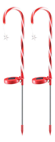 2x Led Navidad Bastón De Caramelo Solar Impermeable Para