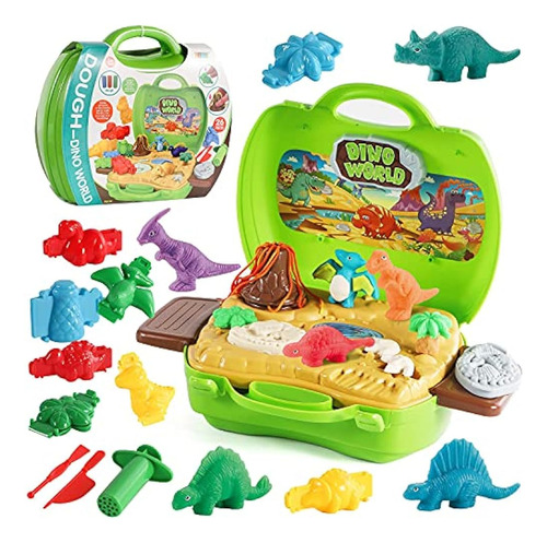 2 En 1 Dinosaur Color Dough Toys, 37 Piezas Dino Theme Color