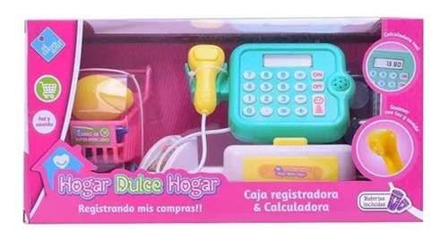 Caja Registradora Luz Y Sonidos 16 Cm Con Carro De Super Color Celeste