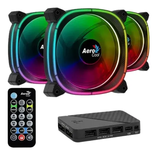 Kit 3 Ventiladores Argb Aerocool Astro 12 Pro 120mm +control