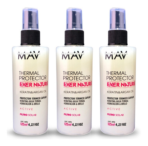 3 Protectores  Termicos Mav Keratin & Argan Oil X 125ml