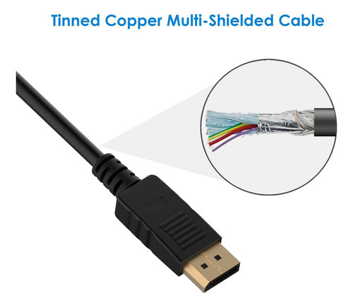 Cabo Displayport (dp) Para Dvi, Banhado A Ouro, 6 Pés