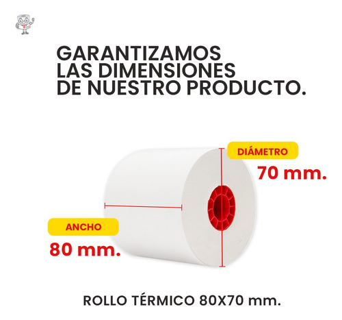 50 Rollos Papel Térmico 80x70 Impresora 80mm Blanco Megafax Blanco