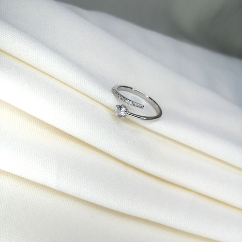 Anillo Ajustable Estilo Simple Zirconia Plata 925