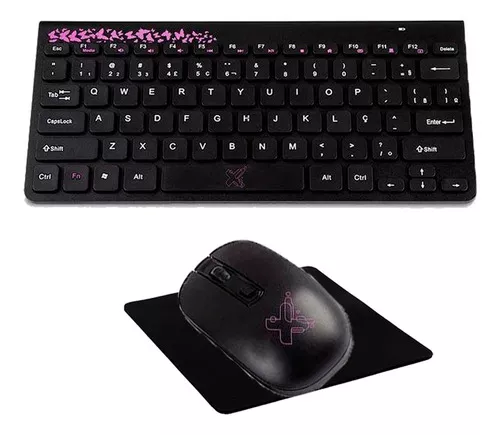 Jogo Teclado E Mouse S/ Fio Freestyle + Mousepad Preto