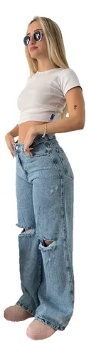 comprar Jeans Mujer Mom Wide Leg Tendencia Urbana Calce Perfecto !!