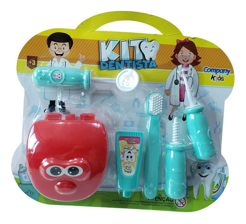 Kit Brinquedo Infantil Dentista Verde 6 Peças Menino