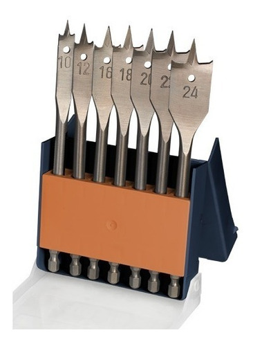 Set 7 Brocas Paleta Plana Madera Kwb Con Estuche