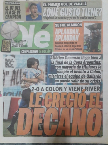 Diario Ole 5 Diciembre 2017 Atlético Tucumán 2 Colón 0