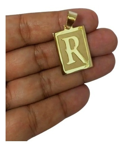 Pingente Letra Placa 4 Gramas Ouro 18k 750